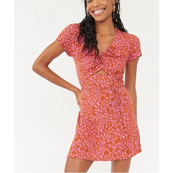 Free People Medium New with Tags NWT Marsaille Mini Dress Rust Print - Picture 3 of 12